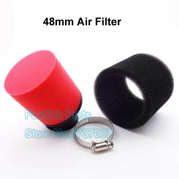 48mm Black Outside Red Inside Bent Angled Foam Air Filter Carburetor