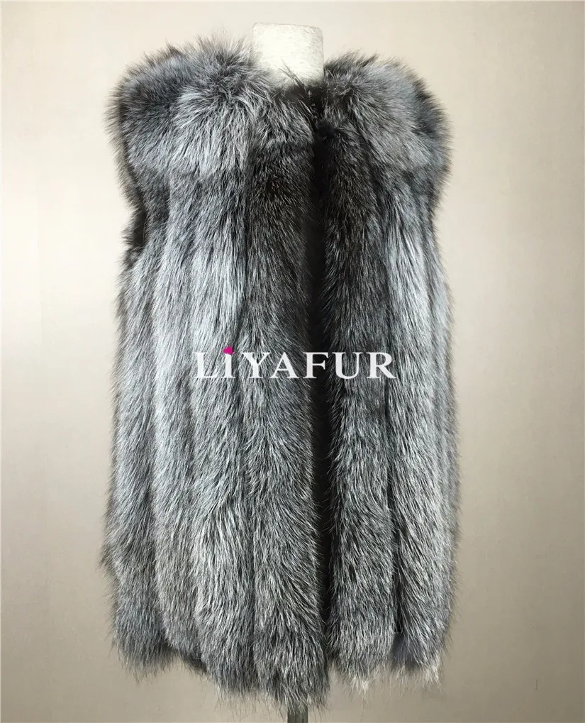 LIYAFUR Съемная Кожа рукавом натуральная толстые натуральный Silver Fox Мех животных зимний жилет пальто куртка для женщин Мода