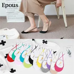 Epous/летние носки на тонком высоком каблуке, модные женские носки-башмачки, Женские однотонные хлопковые цветные мягкие короткие носки
