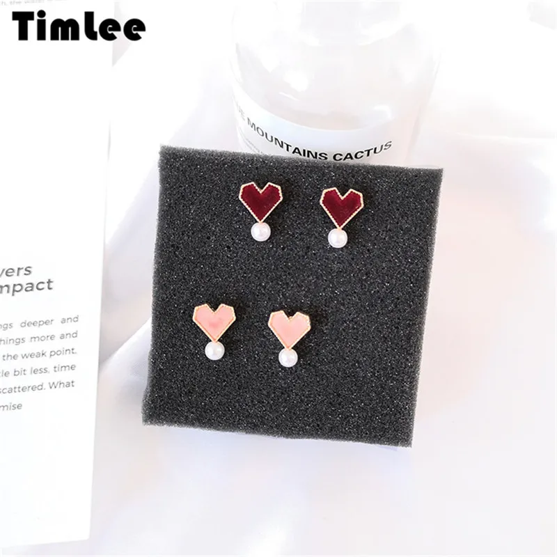 

Timlee E079 Free shipping Delicate Temperamental Sweet Heart Imitation Pearl Alloy Dangle Earrings Fashion Jewelry Wholesale