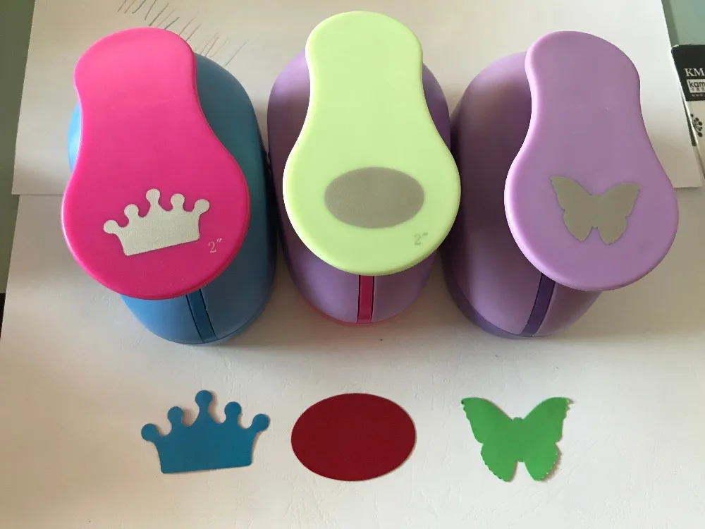 freeshipping3pcslot2inchEVAholepunchcrownbutterflyovalpaper