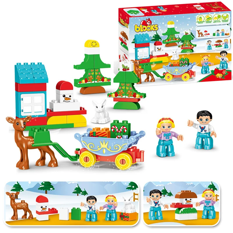 

New Christmas Hut 46pcs DIY Big Particle Building Blocks Toys For Children Girls New Year Gifts Compatible LegoINGlys DuploE