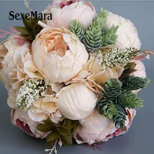 Винтаж Свадебный букет невесты Искусственные Шелковые цветы мясистые смесь и матч букет