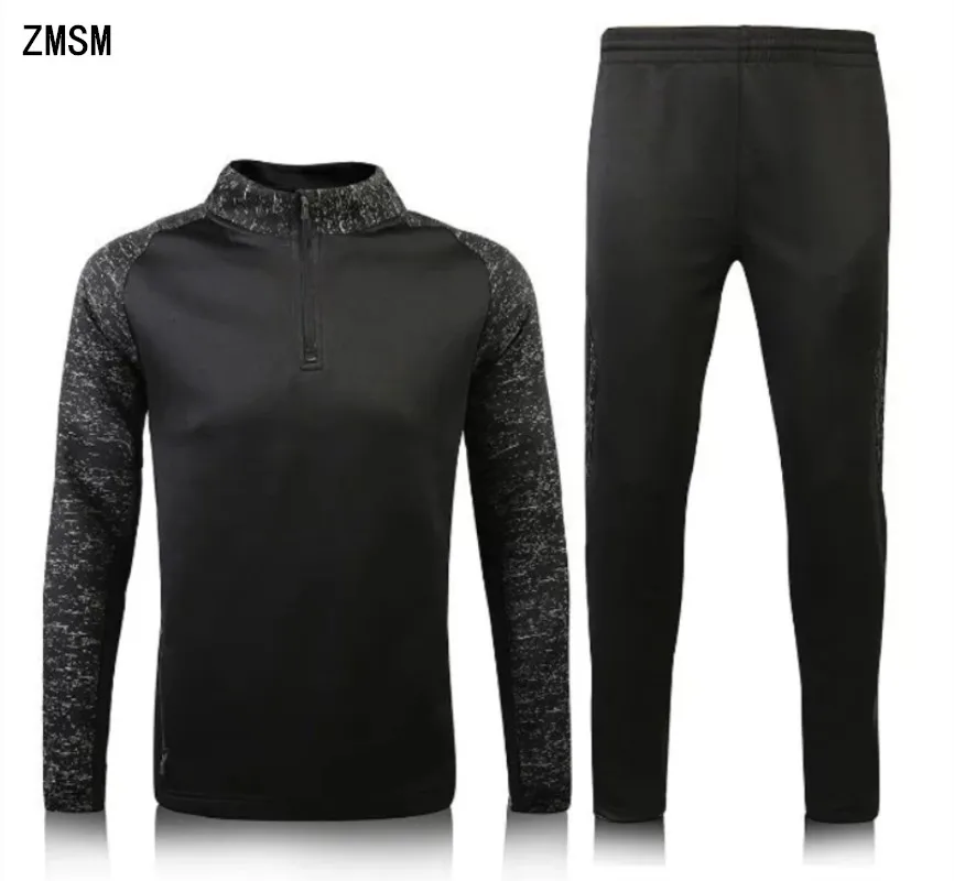 

ZMSM 2018 Kids to Adult Long sleeve soccer Sets Men Football jackets & pants children Running Football training tracksuit L613