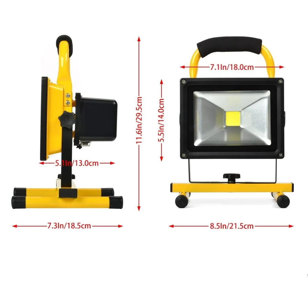 20W Floodlight Rechargeable LED Flood Light Lamp portable Outdoor Spotlight Camping Work Light with DC Car Charger