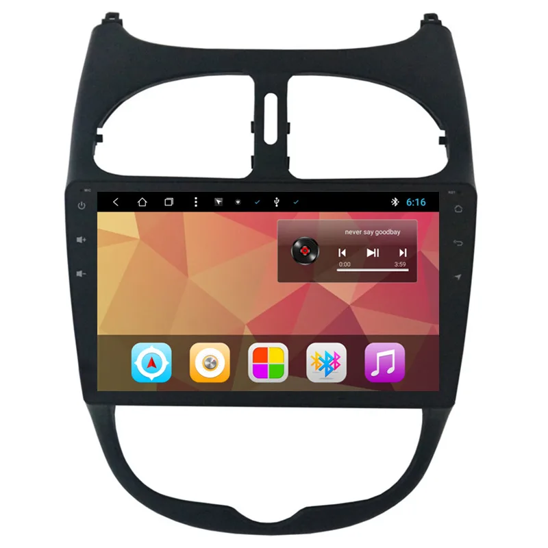 Excellent 9" Android Car Multimedia Stereo Radio Audio DVD GPS Navigation Sat Nav Head Unit for Peugeot 206 2000 2001 2002 2003 2004 2005 1