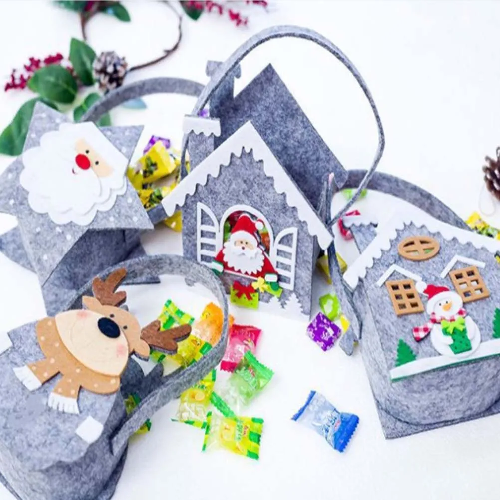 1 шт Подарочные сумки для конфет рождественские милые узоры фетровые ручные вечерние украшения для рождества(пентаграмма стиль