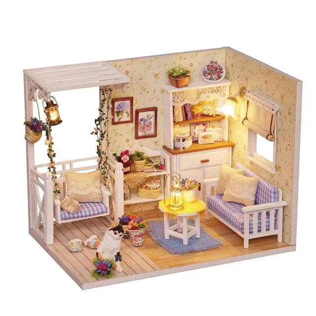 Diy Миниатюрный Кукольный дом мебель пылезащитный чехол 3D Деревянный Miniaturas кукольный домик игрушки для детей подарки на день рождения дневник котенка