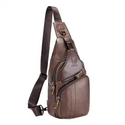 BULLCAPTAIN натуральная кожа Crossbody сумка для Для мужчин талии нагрудный рюкзак коровьей дорожная сумка-мессенджер плечевой ремень рюкзак Mochila