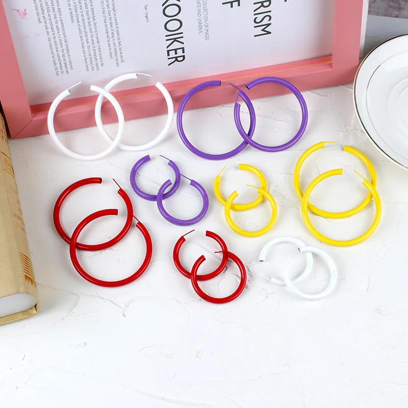 

New Alloy Dangle Big Circle Hoop Earrings Women Ear Clip Women Large Round Earrings Girls Jewelry Statement Accessories Brincos