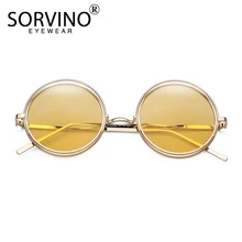 SORVINO, винтажные Оттенки для женщин,, круглые солнцезащитные очки, мужские, фирменный дизайн, 90 s, роскошные, негабаритные, в стиле панк, Круглые, розовые, солнцезащитные очки, P342
