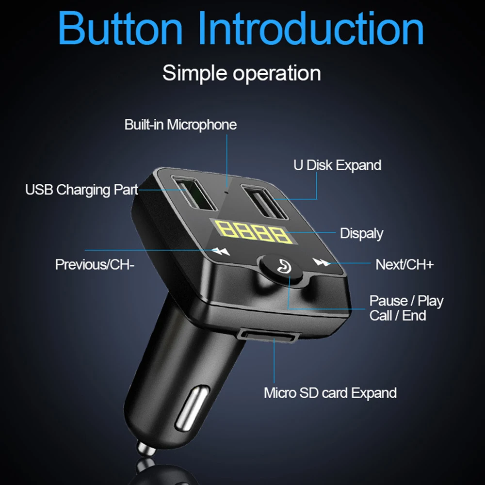 JINSERTA громкой связи Bluetooth fm передатчик Dual USB Порты и разъёмы Беспроводной Car Audio Mp3