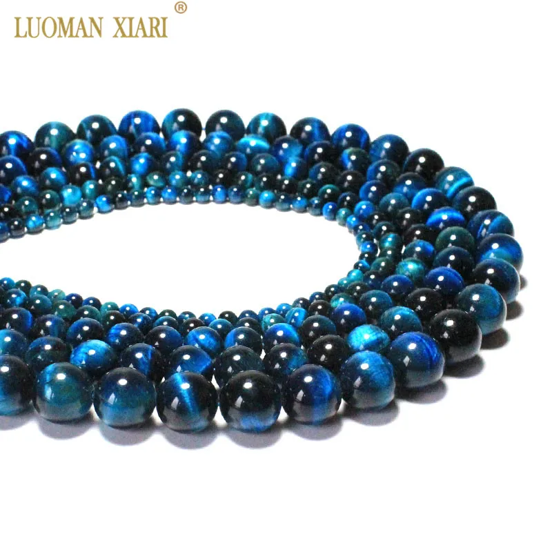 

Wholesale AAA+ Natural Blue Zircon Tiger Eye Gem Stone Beads For Jewelry Making DIY Bracelet Necklace 4/6/8/10 mm Strand 15''