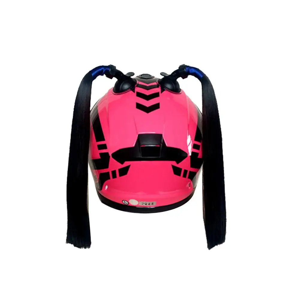 Плетеный шлем мотоциклетный Женский шлем косички с закручивающейся присоской двойная косичка конский хвост косичка для шлема розовый - Цвет: A