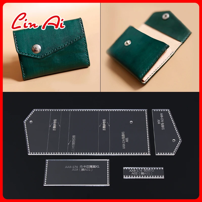 Linai 1 Unidades Card Bag Business Wallet Drawing Lattice Pattern Diy Handmade Leather Tool Acrylic Template Outdated | Дом и сад