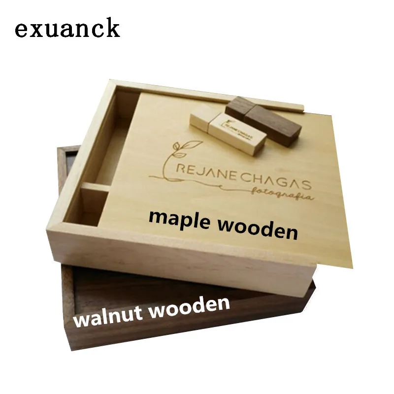 

exuanck Custom Unique Album Maple/walnut Wood Box USB 3.0 Memory Pendrive Photography Wedding Studio LOGO Gift ( 170*170*35 mm)