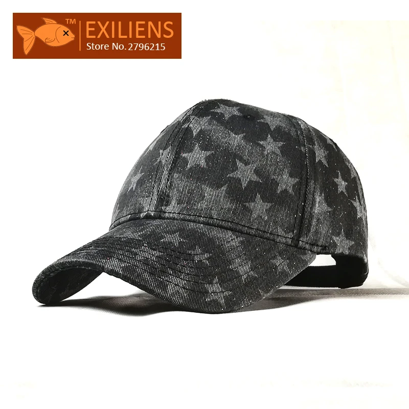 

[EXILIENS] Baseball Cap New Fashion Brand Cotton Solid Top Star Print Snapback Caps Strapback Bboy Hip-hop Hat For Men Women Hot