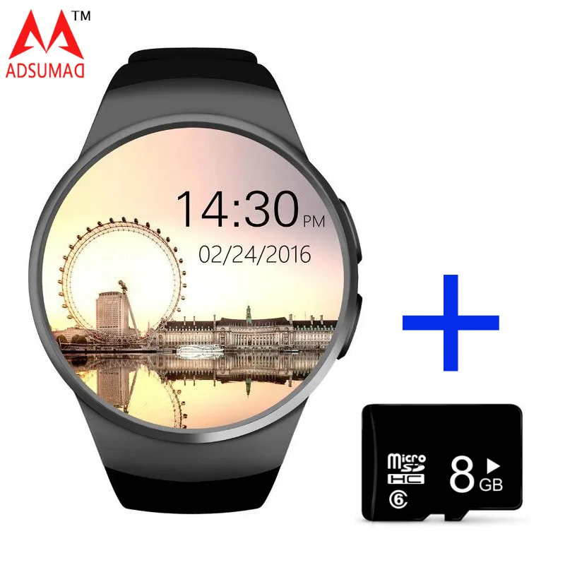 

Smart watch phone KW18 MTK2502C 1.3 inch round screen IPS LCD Bluetooth 4.0 SIM Anti-lost alert Heart Rate Tracker+8g Card