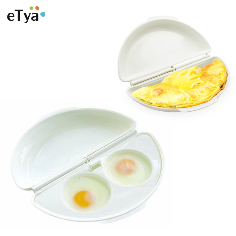 

eTya 1pc Useful Two Eggs Microwave Omelet Cooker Pan Microweavable Cooker Omelette Eggs Steamer box Home Kitchen tools