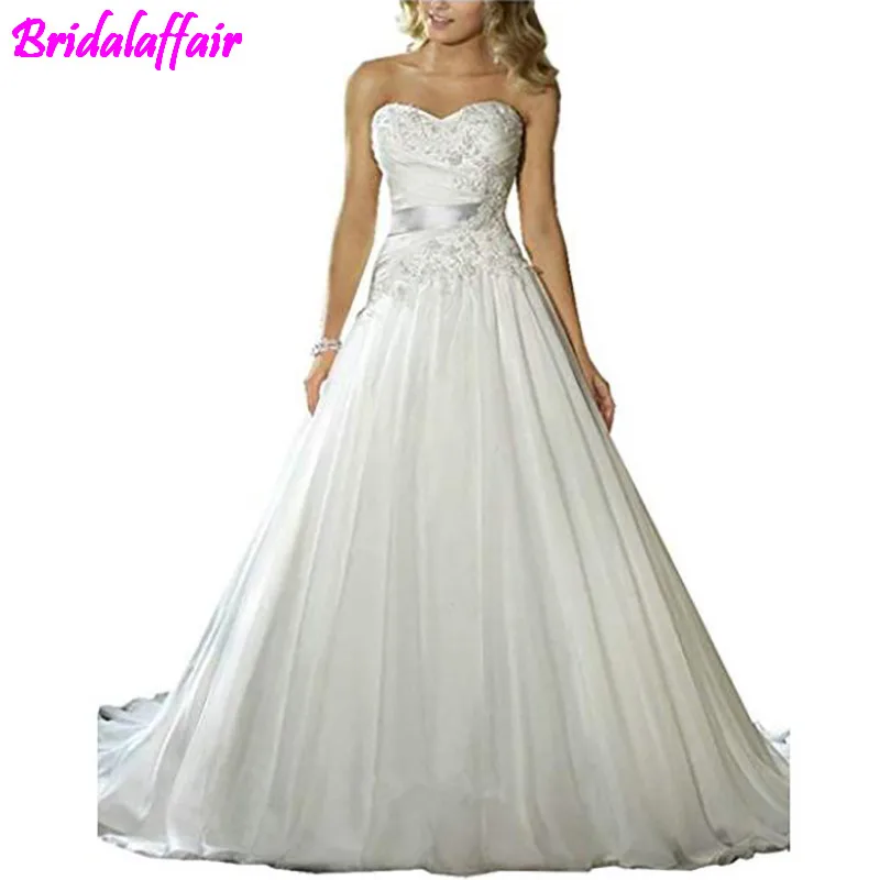 

Women's Wedding Dresses A Line Court Train Lace Beaded Wedding Dress Plus Size Wedding Dress Bridal Dresses robe de mariee