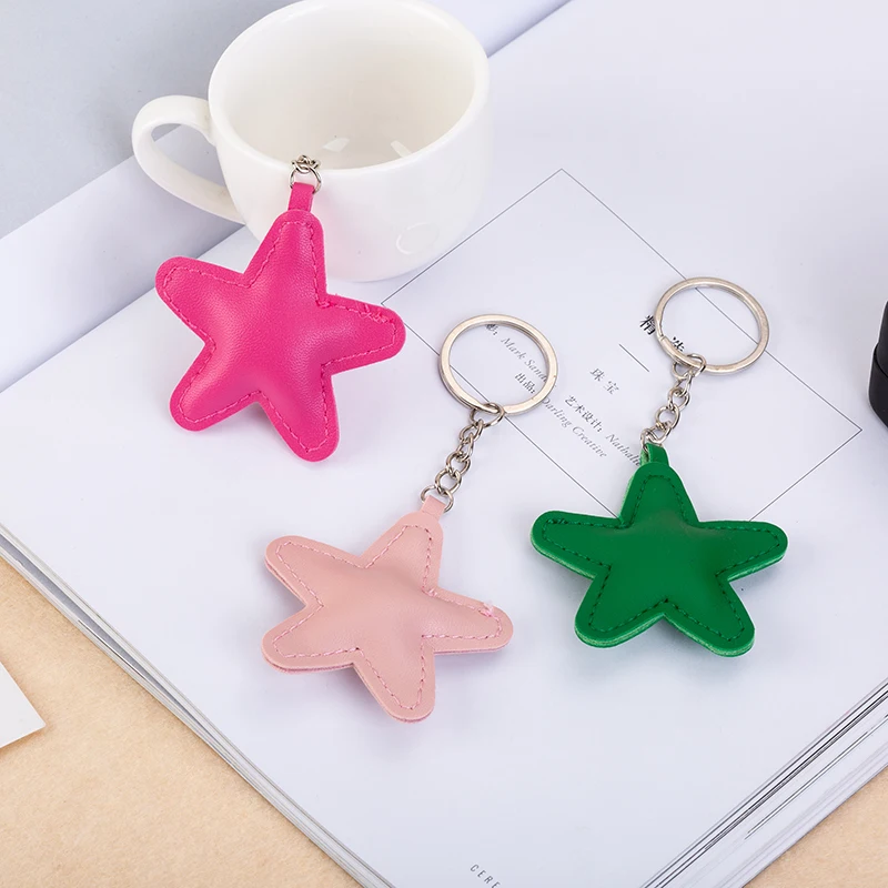 

Meajoe Cute Star Simple Leather Key Holder Metal Crystal Key Chain Keyring Charm Bag Auto Pendant Gift Wholesale Price