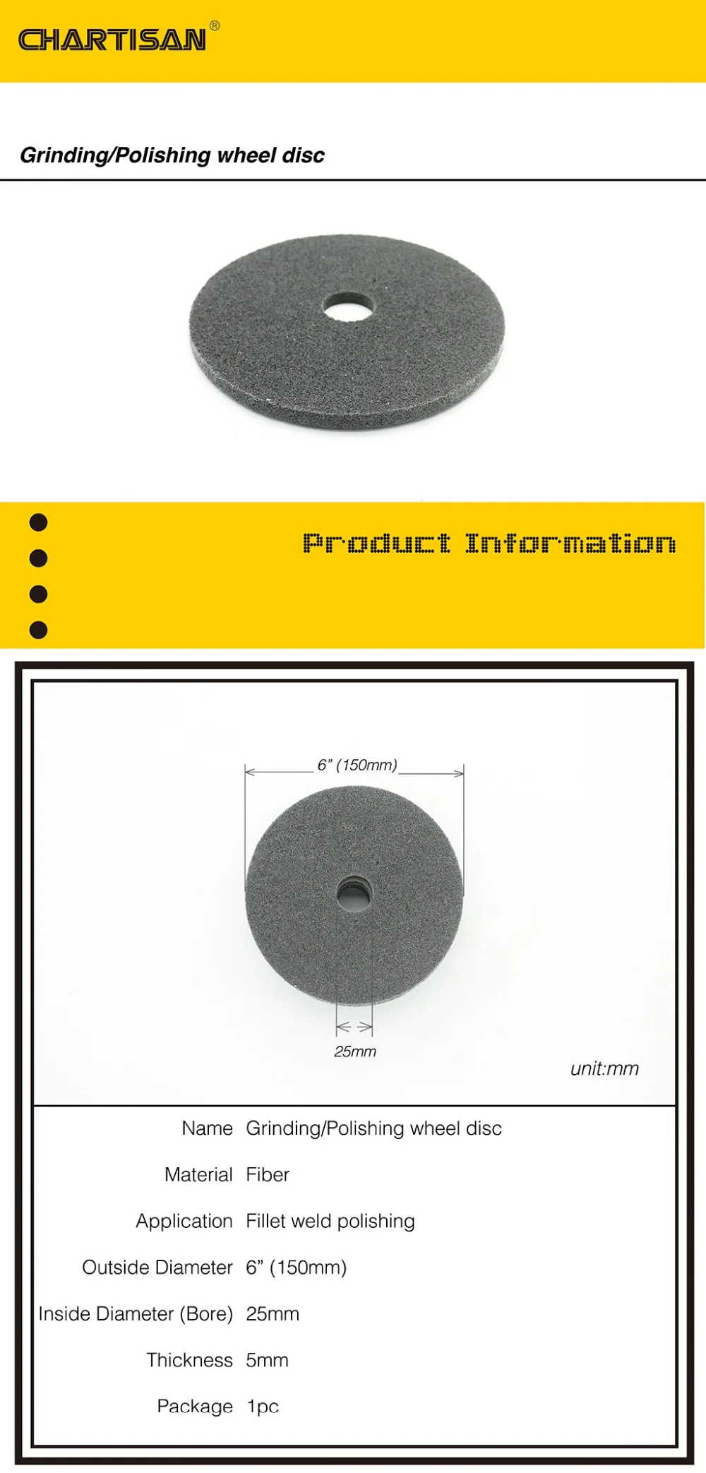CHARTISAN 150 мм волоконный полировальный диск для филе сварного шва полировщик шлифовальный