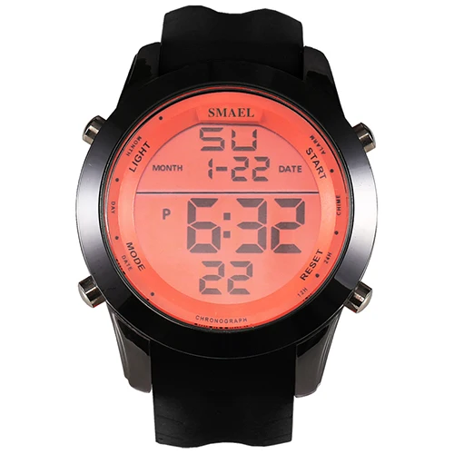 SMAEL, цифровые часы для мужчин, спортивные, водонепроницаемые, с будильником, с датой, модные, большой циферблат, часы для альпинизма, военные, уличные, повседневные, мужские, наручные часы - Цвет: Black  Orange