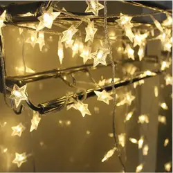 10 м 80 светодиодный Медный провод Star Шторы огни строки лампы Фея освещение для свадьбы на открытом воздухе Новогоднее украшение