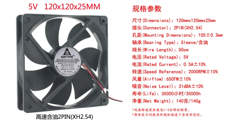 DC 5 в 12 В 24 в 12 см 120x120x25 мм компьютерное шасси USB источник питания DIY Вентилятор охлаждения - Цвет лезвия: 5V high speed