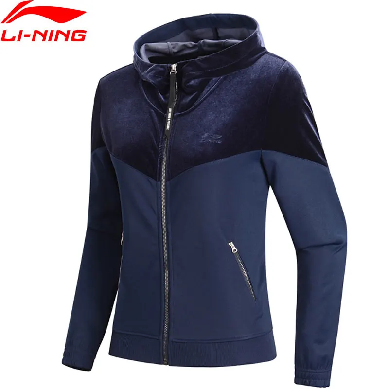 Li-Ning/женские модные свитера-худи на молнии повседневные Бархатные лоскутные