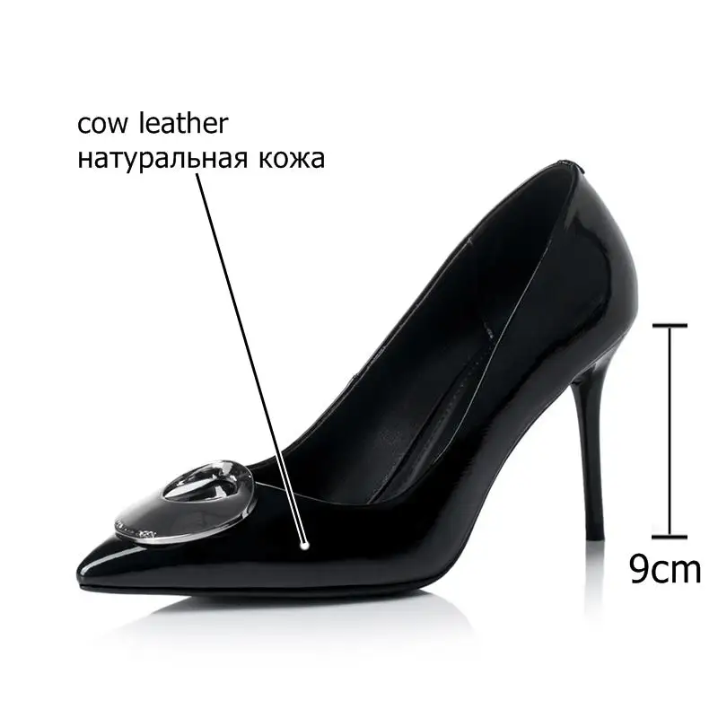 ALLBITEFO genuine leather super high heel shoes pointed toe spring fashion sexy girls party wedding shoes high heels women heels