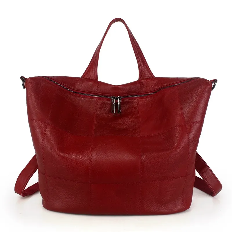 Солнечный магазин Пояса из натуральной кожи рюкзак Для женщин клетчатая кожаная школьный рюкзак для ноутбука bagpack причинная рюкзак путешествия большой мешок - Цвет: wine red
