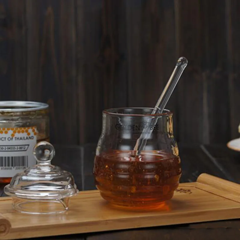 Durable Glass Honey Jar with Long Handle Honey Spoon - Essential Kitchen Gadget for Honey Dipping and Serving image 5