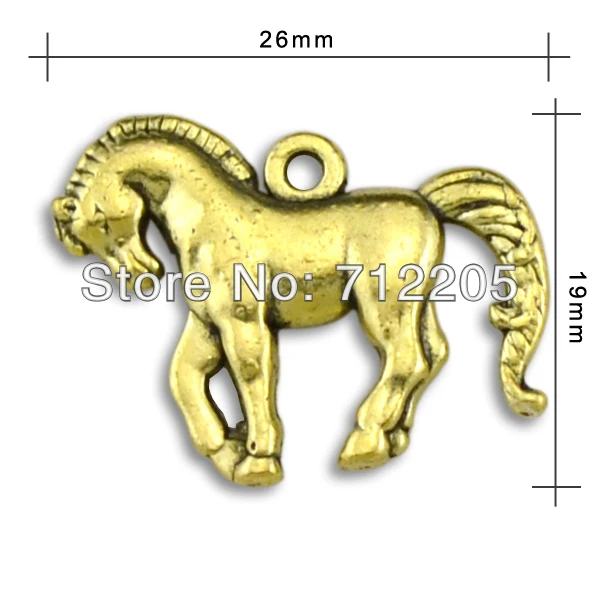fashion 50pcs 1 lot antique bronze vintage horse lucky Pendant Charms