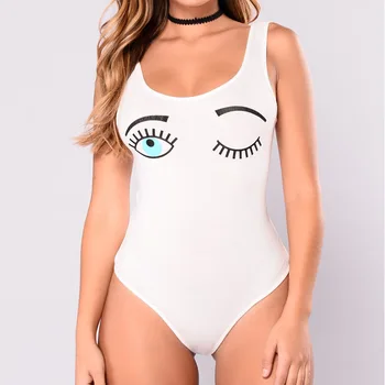 

EIFER 2018 hot fashion women sexy letter print bodycon leotard bodysuit jumpsuit rompers