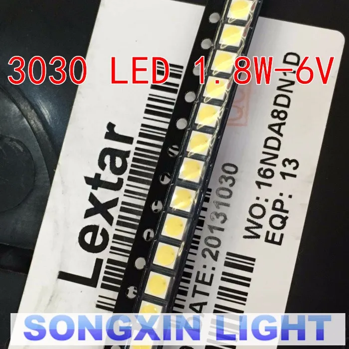 100 шт. Lextar светодиодный Подсветка высокое Мощность светодиодный 1,8 Вт 3030 6V холодный белый 150-187LM PT30W45 V1 ТВ Применение