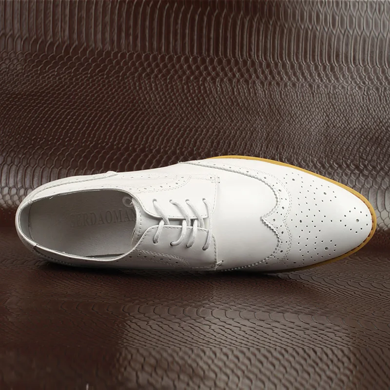 Blanc Shoes Shoes En Laçage Bullock Hommes Robe Printemps Serdaomani Pour Automne Cuir Noir Chaussures white Black Véritable Oxford Formelle De Mariage SWvBqU