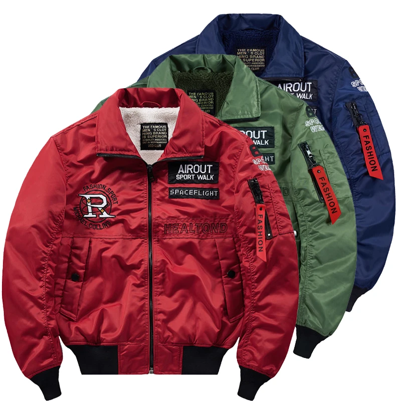 Günstige Japanischen street hip hop fleece männer jacke lose flug armee Ma 1 pilot jacke männer dicke männer windbreaker parka mantel 4XL