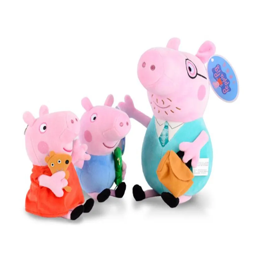 

Original Peppa Pig Family Pack George Dad Mom 19-30 CM Stuffed Doll Plush Toys For Children Birthday Gifts