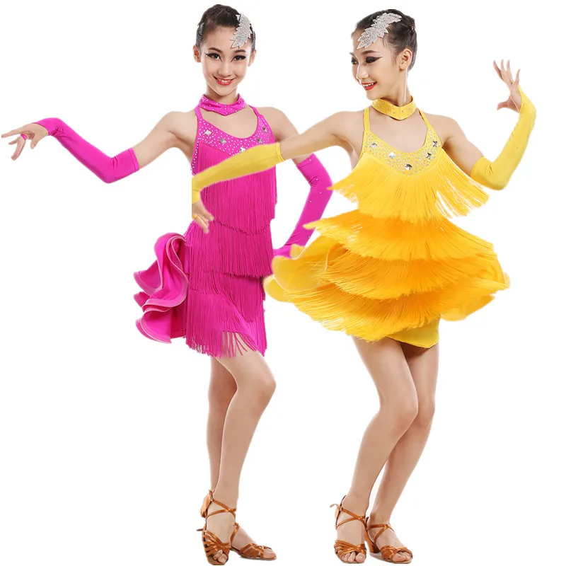 Мода для девочек латинских танцев старший Сексуальная камни кисточкой латинские танцы платье для женщин латинский Танго Конкуренции