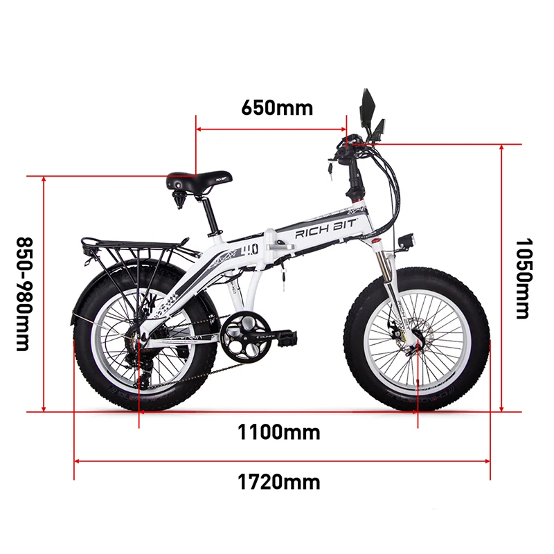Sale RICHBIT 500W 48V 20 inch Fat Tire ebike Electric Bike Folding Snow Electric Bicycle Front Fork Suspension mechanical Disc Brake 4