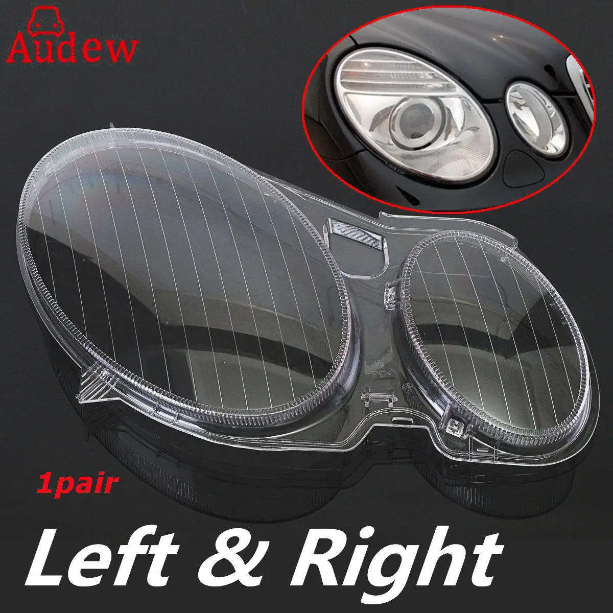 

1Pair Car Headlight Lens Clear Lens Headlamp Cover For Mercedes for Benz E320 E350 E280 E300 E500 E550 E CLASS W211 2002-2008