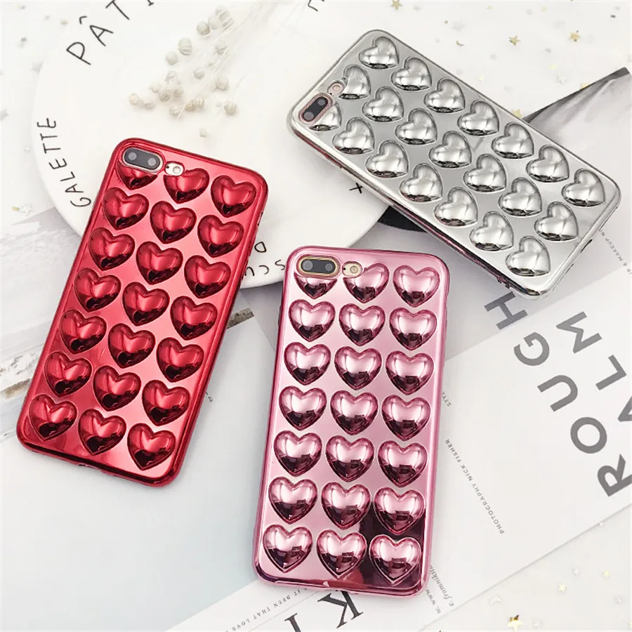 

3D Love Hearts TPU Case Cover For iPhone XS Max Silicone Cute Case For iPhone 7 Plus 8 7 6 6s XR XS X(10) Phone Case Funda EEMIA