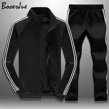 Повседневный Спортивный костюм для мужчин, осенние куртки на молнии+ штаны, комплекты из 2 предметов, спортивная одежда для мужчин, спортивный костюм Slim Fit, модный M-4XL