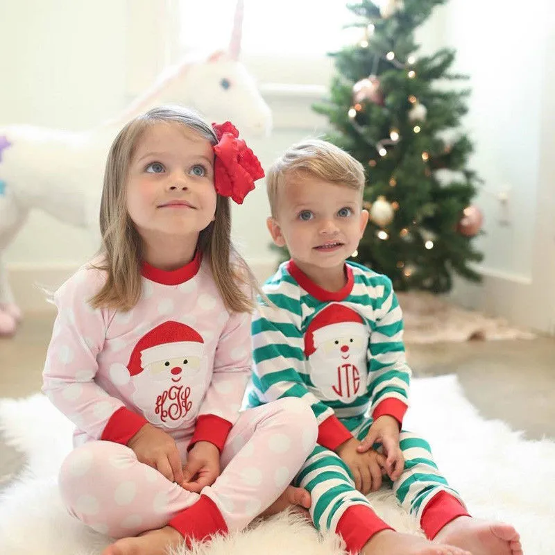 Милый Рождественский пижамный комплект для маленьких мальчиков и девочек, милый рисунок Санта Клаус, Детский Рождественский пижамный комплект в полоску для маленьких мальчиков и девочек, одежда для сна