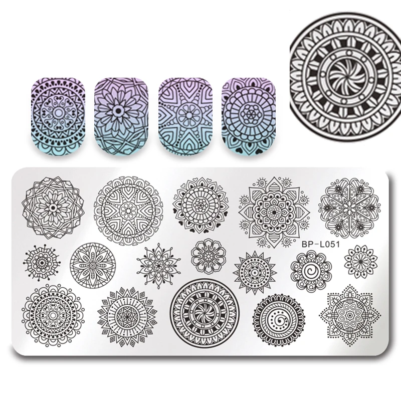 

BORN PRETTY 12*6cm Rectangle Nail Stamping Template Floral Nail Art Image Print Plate Manicure Styling Stencil BP-L051