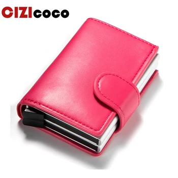 

New Antitheft Credit Card Holder Men Women Blocking RFID Wallets ID Bank Card Holder Leather Small Zipper Key Coin Pocket Purse
