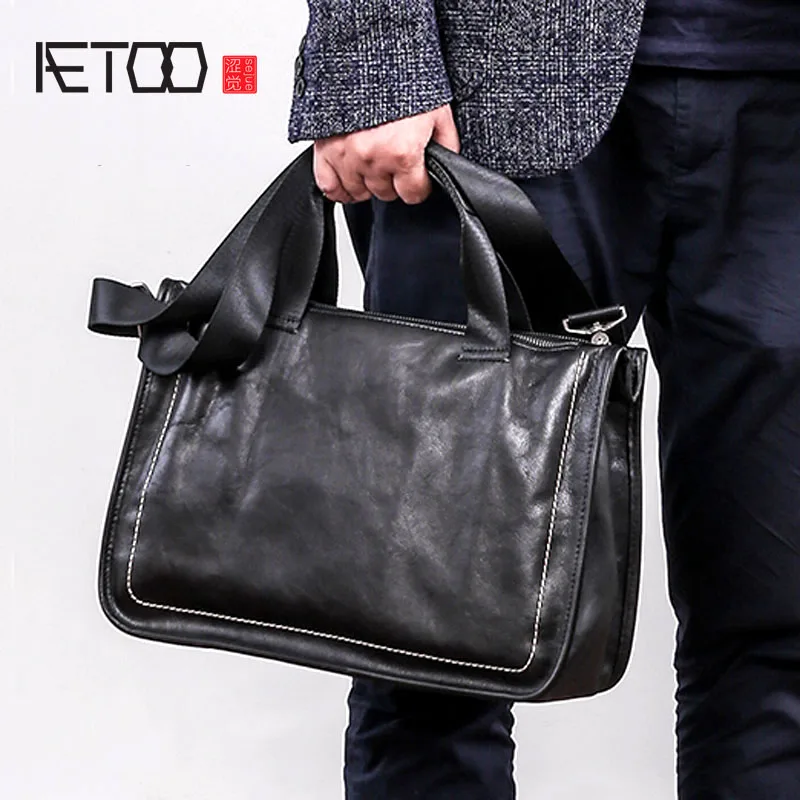 AETOO حقيبة يد جلدية الرجال جلد ناعم قطري حقيبة عارضة الرجال الأولى طبقة جلدية الكتف حقيبة