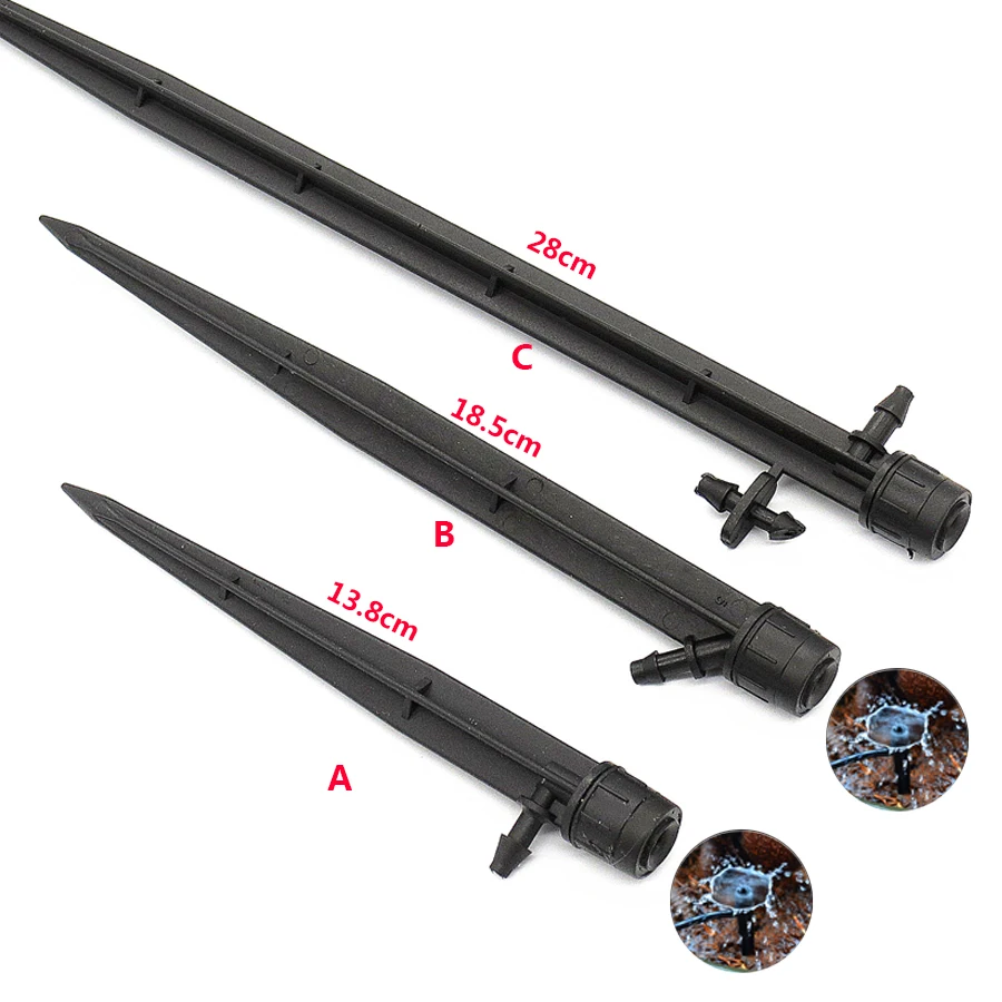 MUCIAKIE 13/18/28cm Garden Pin Sprinklers Nozzle for 4/7mm Inserting Ground Sprinker 360 degree Adjustable Dripper Connectors