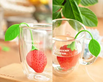 

Silicone Strawberry Design Loose Tea Leaf Strainer Herbal Spice Infuser Filter Tools 2015 New free shipping